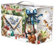 1000 - 1100г. новогодняя упаковка Посылка винтажная (пластиковая ручка) большая