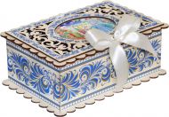 Новогодний подарок 500г,  Шкатулка из фанеры резная Кружево (экстра) + новогодний сувенир в подарок