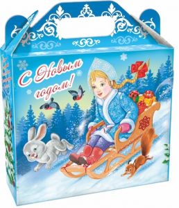 Новогодний подарок 500г, Портфель Снегурочка с пластиковым окном (экстра) + новогодний сувенир в подарок