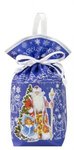 Подарок 450г. Мешок текстильный синий средний (экстра) + новогодний сувенир в подарок    